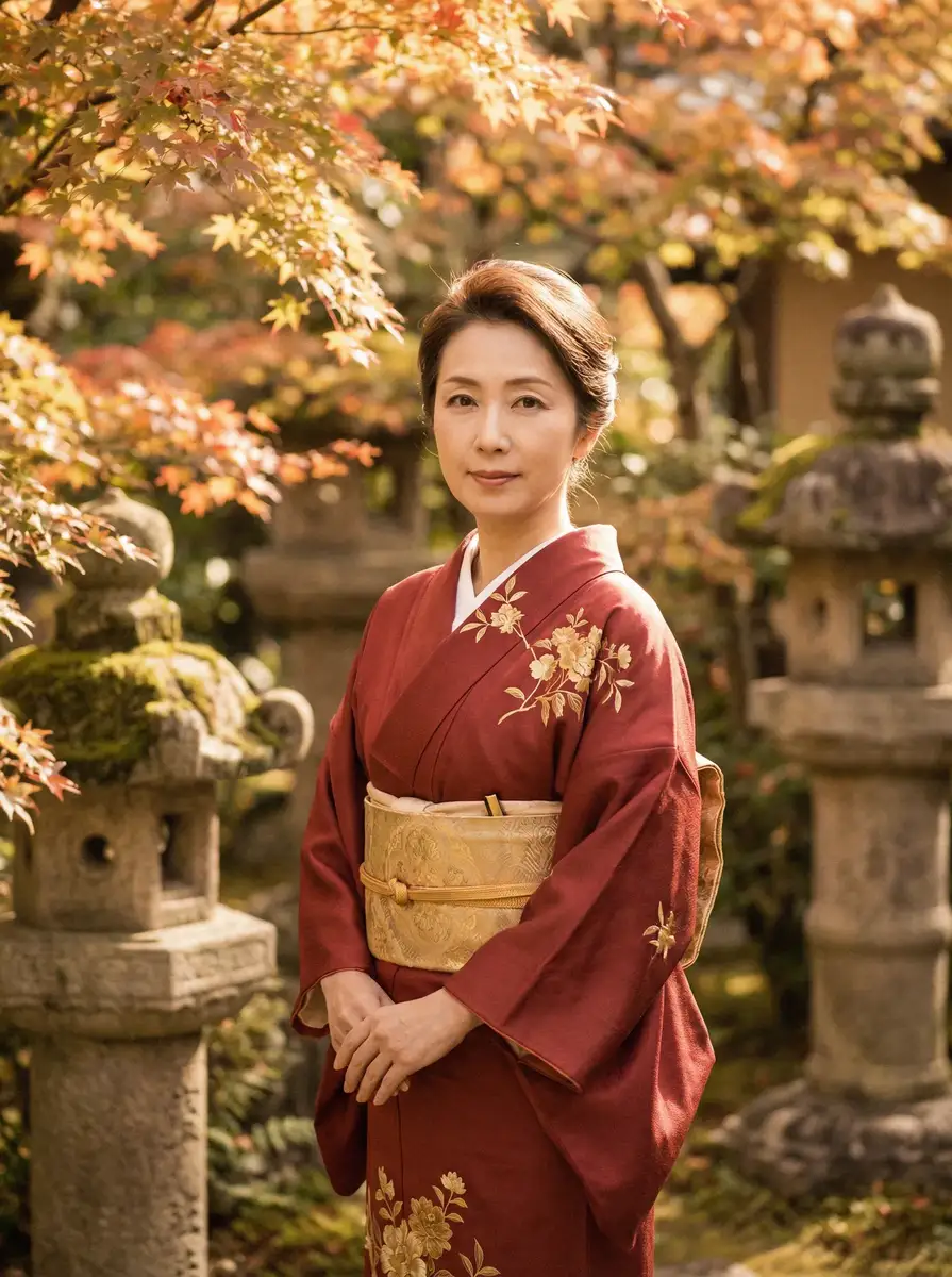 一位身穿暗红色和服的优雅 寸止挑战-精彩挑战合集|免费在线观看|热门推荐 在日式庭院中